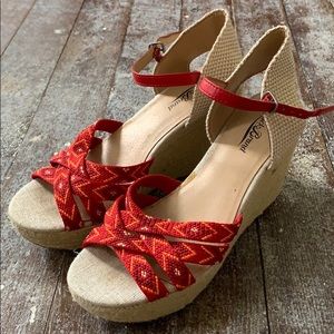LuckyBrand Red and Orange Wedges
